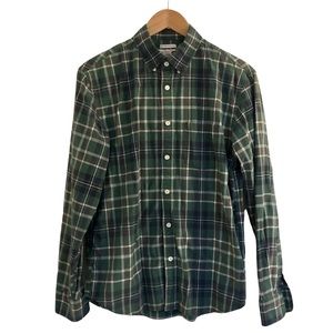 Old Navy Men’s Plaid Button Down Long Sleeve Classic Shirt, Green Size Medium
